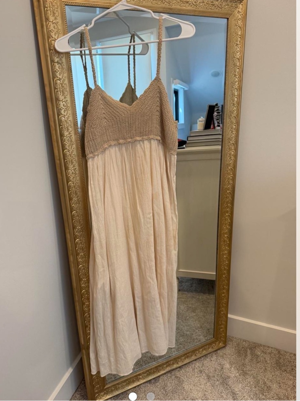 Zara Cream Maxi Skirt with Taupe Knit Bodice